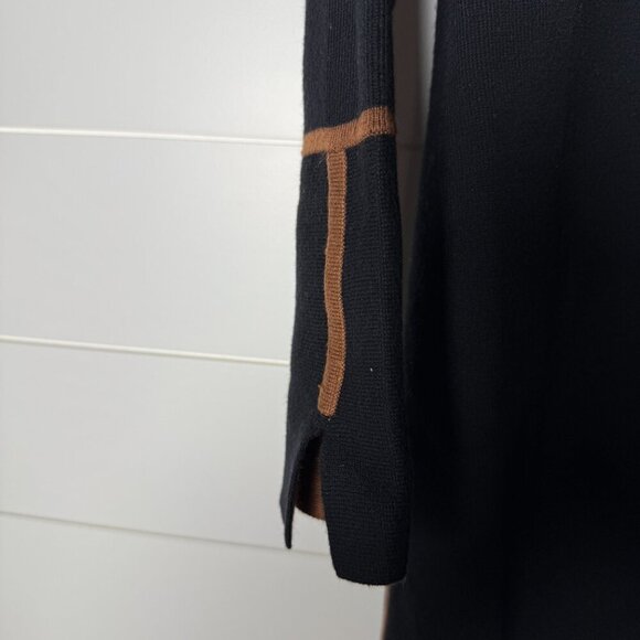 Black/Camel Reversible Open Cardigan Sweater Split Sleeves - Picture 2 of 10